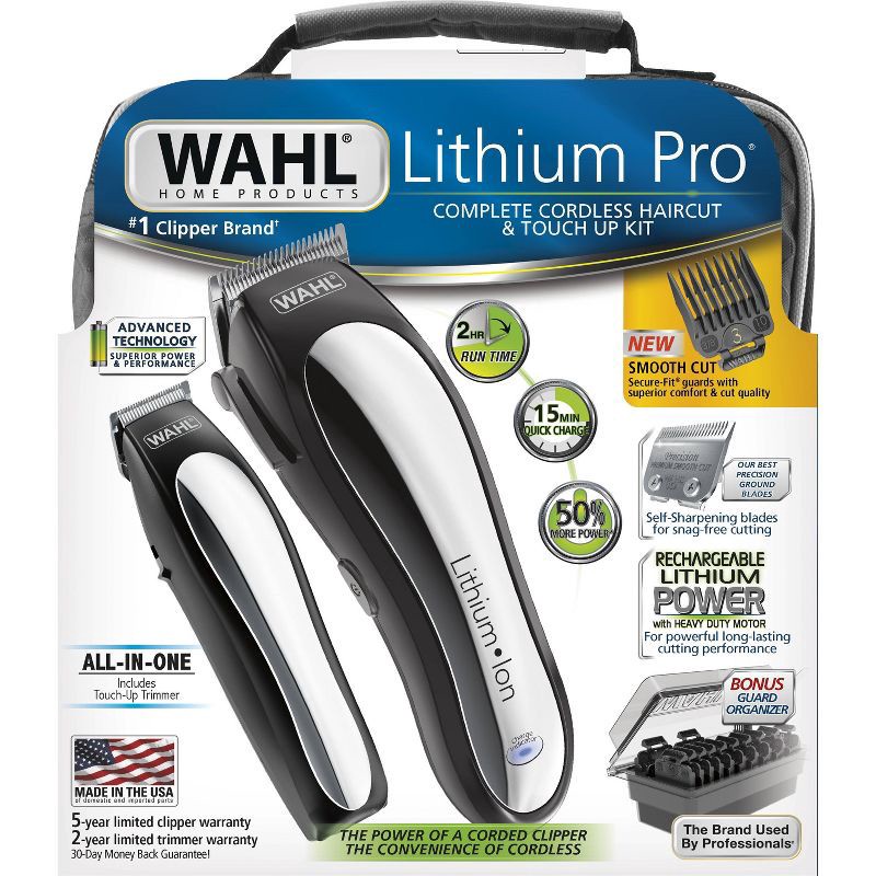 slide 2 of 10, Wahl Lithium Ion Pro Haircutting Kit with Rechargeable Cordless Hair Clipper and Battery Touch Up Hair Trimmer, 1 ct