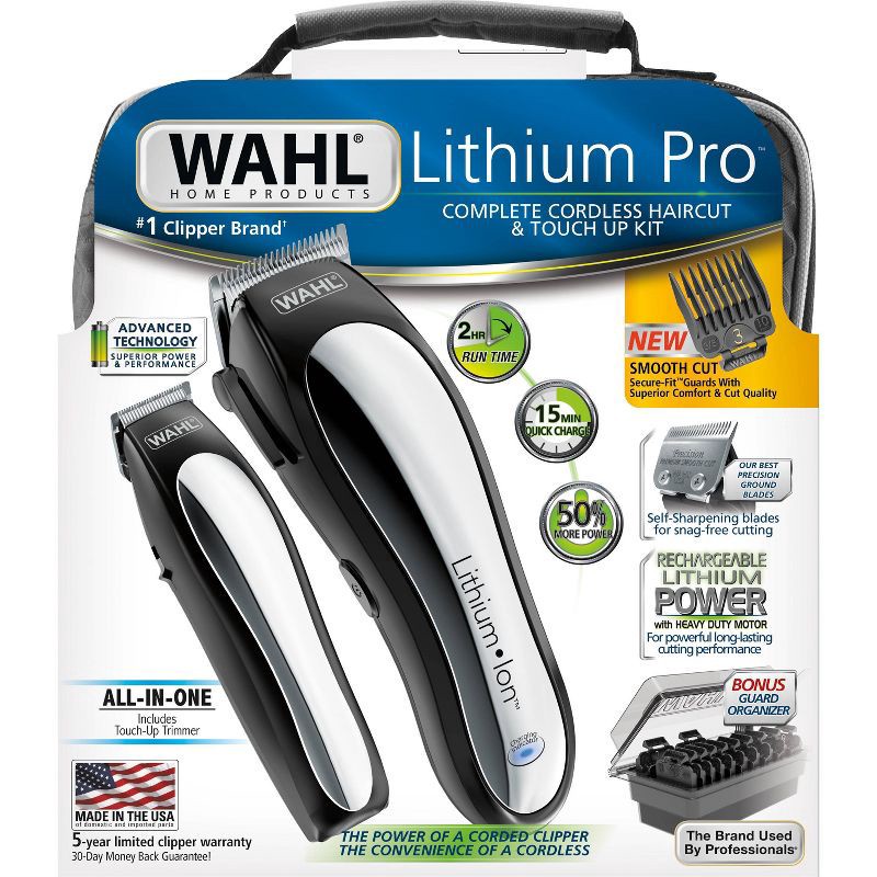 slide 3 of 10, Wahl Lithium Ion Pro Haircutting Kit with Rechargeable Cordless Hair Clipper and Battery Touch Up Hair Trimmer, 1 ct