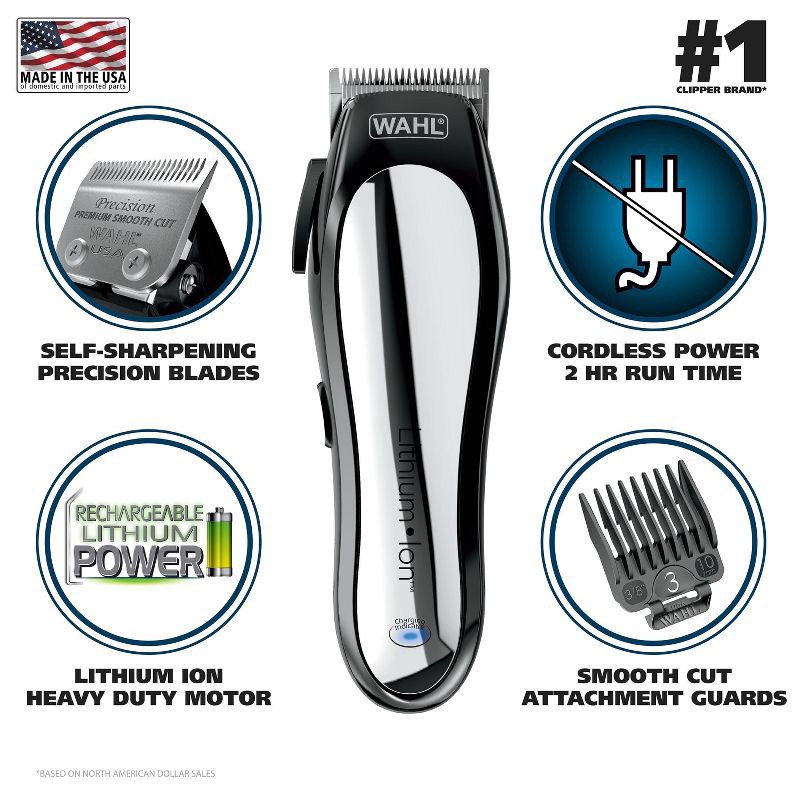 slide 4 of 10, Wahl Lithium Ion Pro Haircutting Kit with Rechargeable Cordless Hair Clipper and Battery Touch Up Hair Trimmer, 1 ct