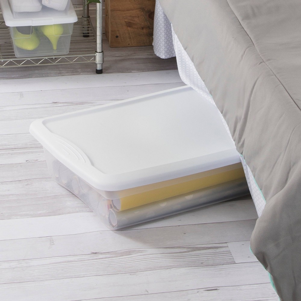 slide 4 of 6, Sterilite Under Bed Box with Lid Clear/White, 41 qt