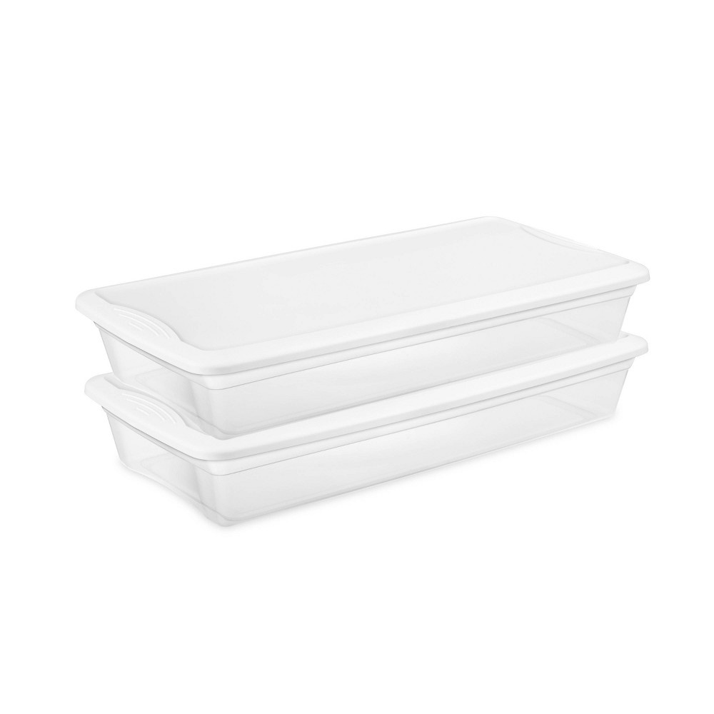 slide 6 of 6, Sterilite Under Bed Box with Lid Clear/White, 41 qt