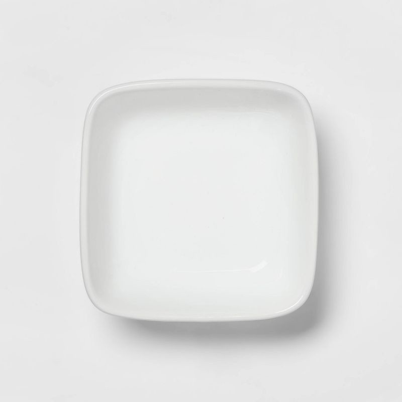 slide 3 of 3, 4oz Porcelain Square Dip Bowl White - Threshold™: Small Serving Ramekin, Microwave & Dishwasher Safe, 4 oz