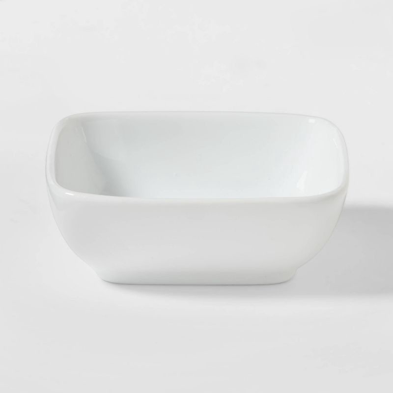 slide 1 of 3, 4oz Porcelain Square Dip Bowl White - Threshold™: Small Serving Ramekin, Microwave & Dishwasher Safe, 4 oz