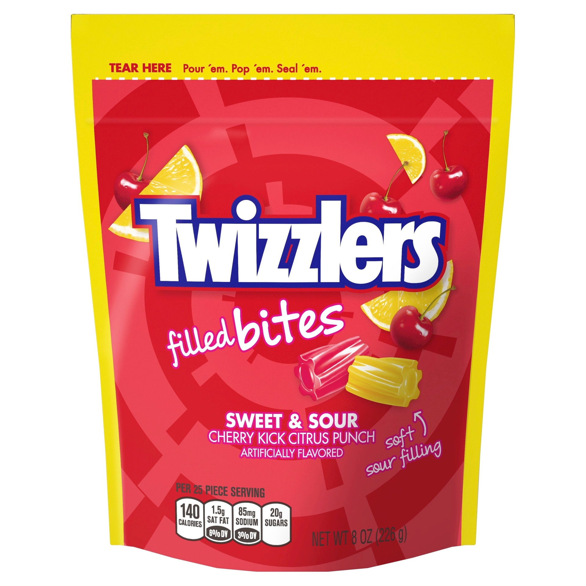 slide 1 of 5, Twizzlers Sweet & Sour Filled Bites, 8 oz