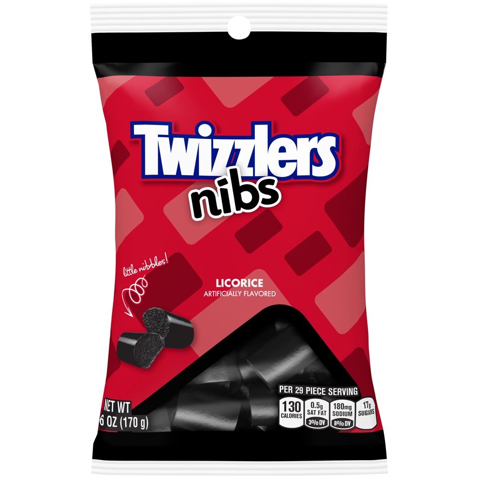 slide 1 of 3, Twizzlers Black Licorice Nibs, 6 oz