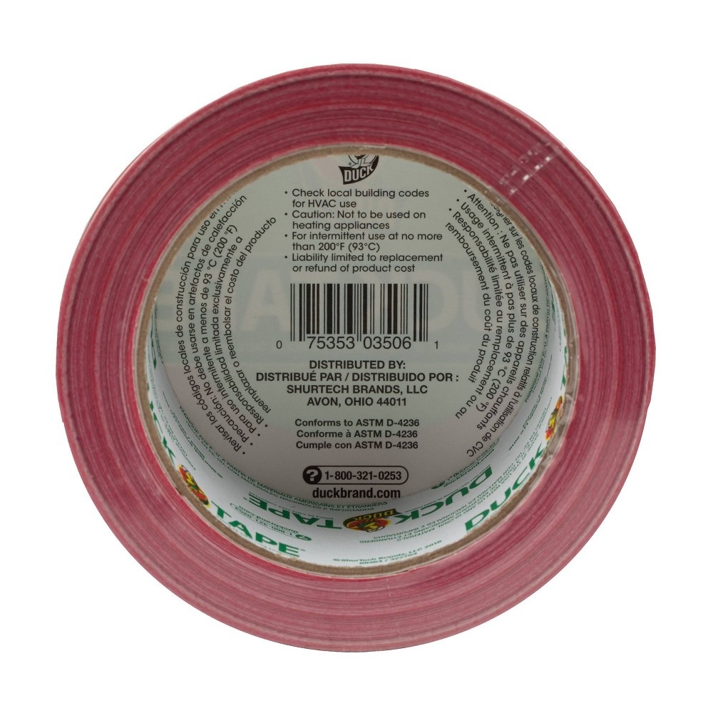 slide 4 of 8, Duck 1.88" x 20yd Duct Industrial Tape Red, 1 ct