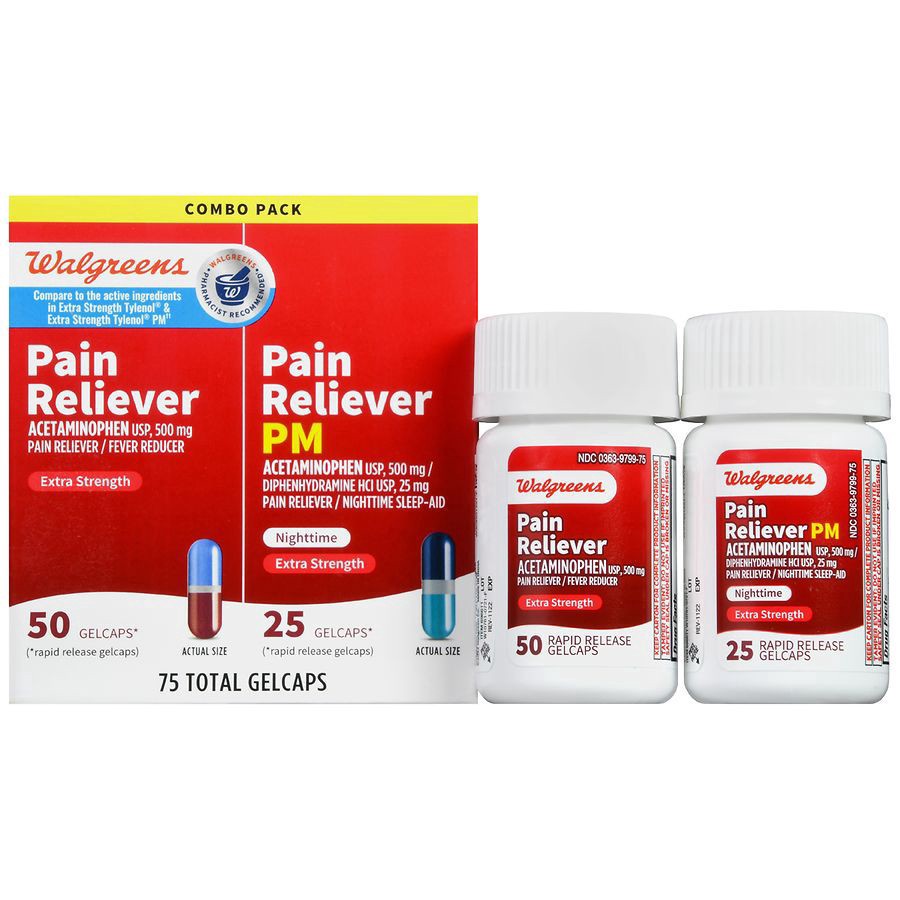 slide 1 of 5, Walgreens Combo Pack Pain Reliever & Pain Reliever PM, 75 ct