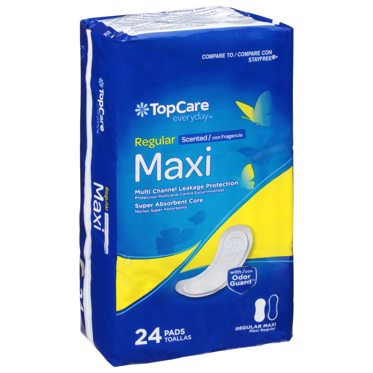 slide 2 of 9, TopCare Everyday Regular Scented Maxi Pads 24 ea, 24 ct