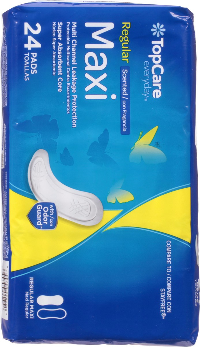 slide 5 of 9, TopCare Everyday Regular Scented Maxi Pads 24 ea, 24 ct