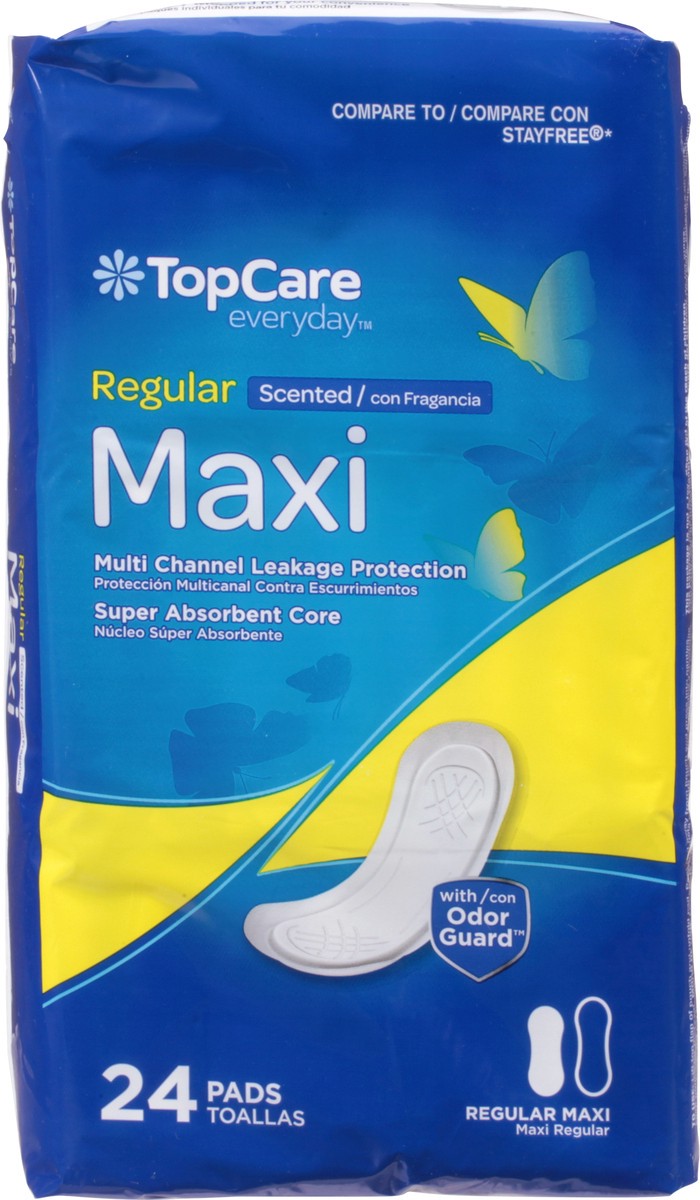 slide 6 of 9, TopCare Everyday Regular Scented Maxi Pads 24 ea, 24 ct