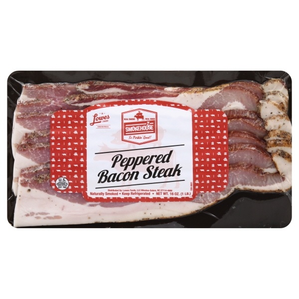 slide 1 of 1, Smokehouse Peppered Bacon Steak, 1 lb