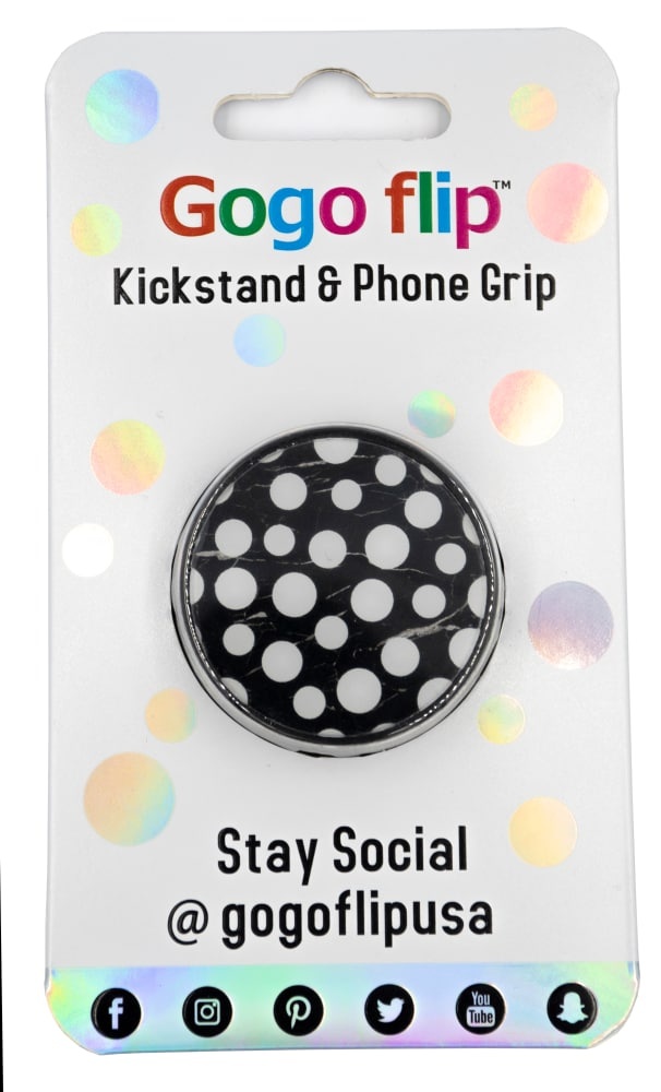 slide 1 of 1, Gogoflip Kickstand & Phone Grip - Black/White, 1 ct