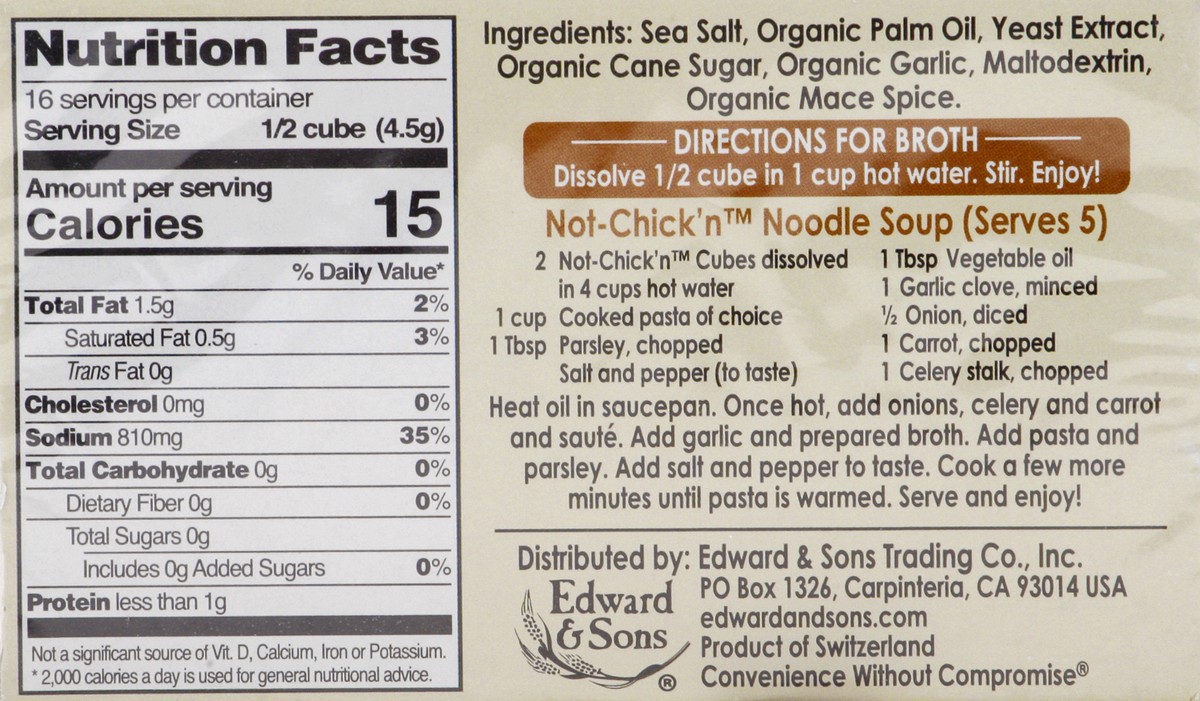 slide 5 of 9, Edward & Sons Gluten Free Not Chicken Bouillon Cube, 2.5 oz