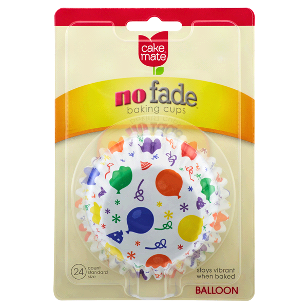 slide 1 of 1, Cake Mate No Fade Baking Cups, Balloon, Standard Size, 24 ct