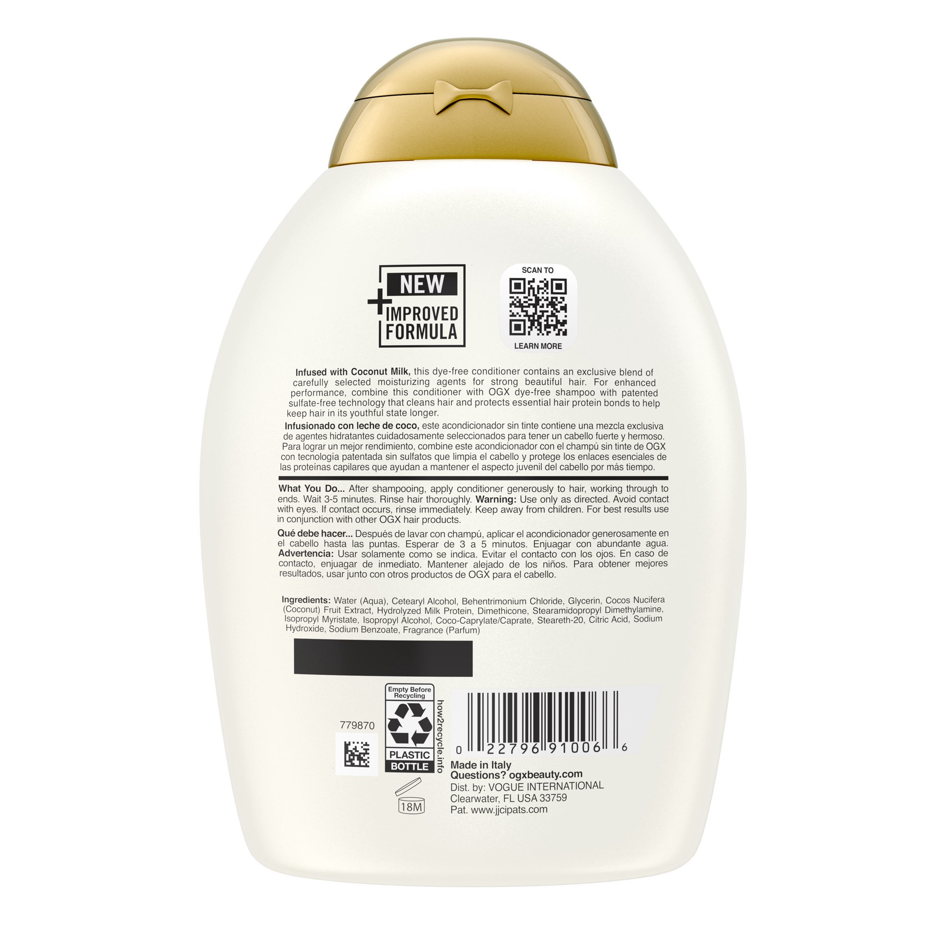 slide 6 of 9, OGX Nourishing + Coconut Milk Conditioner, Hydrating & Restoring Conditioner Moisturizes for Soft Hair After the First Use, Parabens-Free, Sulfate-Free Surfactants, 13 fl. Oz, 385 ml