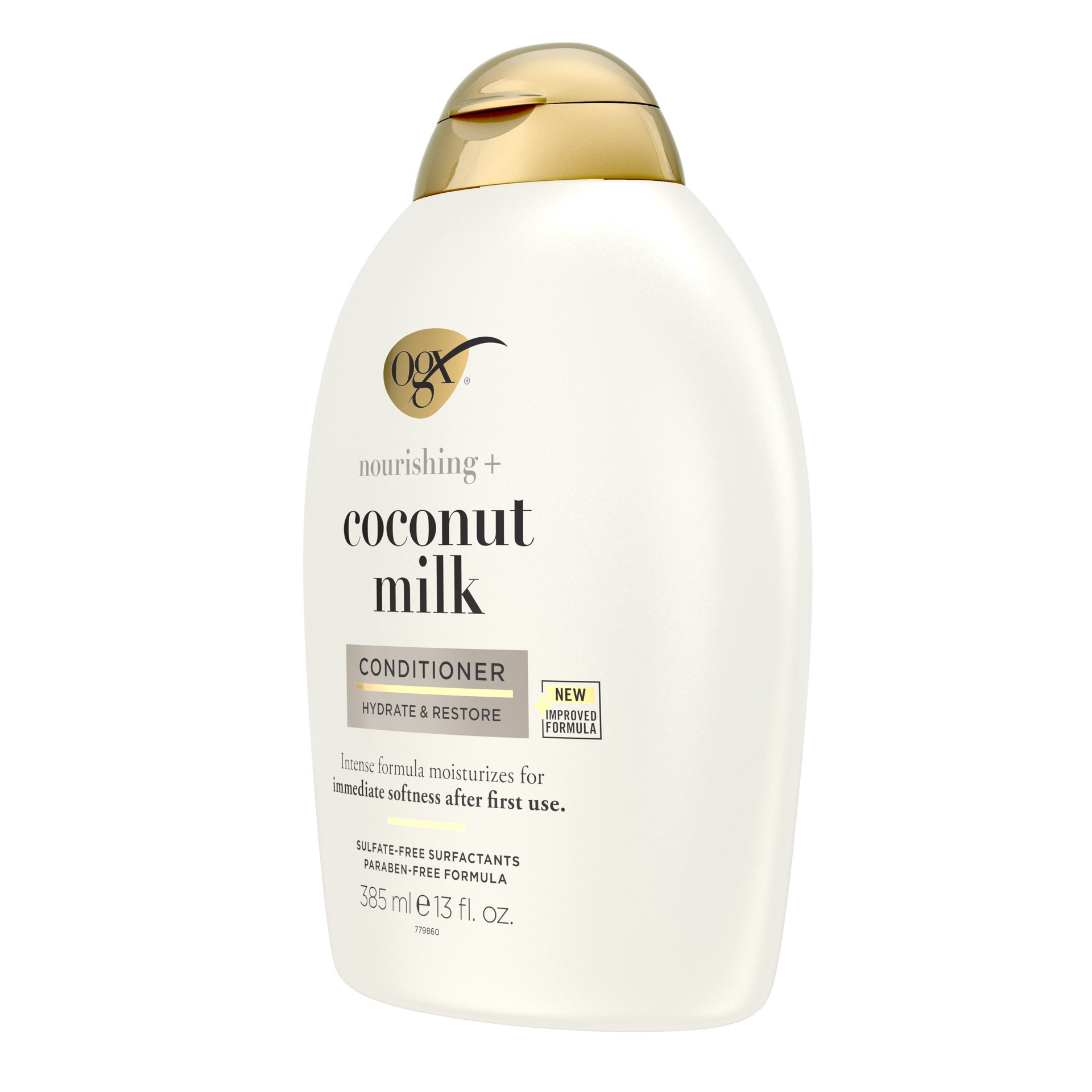 slide 5 of 9, OGX Nourishing + Coconut Milk Conditioner, Hydrating & Restoring Conditioner Moisturizes for Soft Hair After the First Use, Parabens-Free, Sulfate-Free Surfactants, 13 fl. Oz, 385 ml