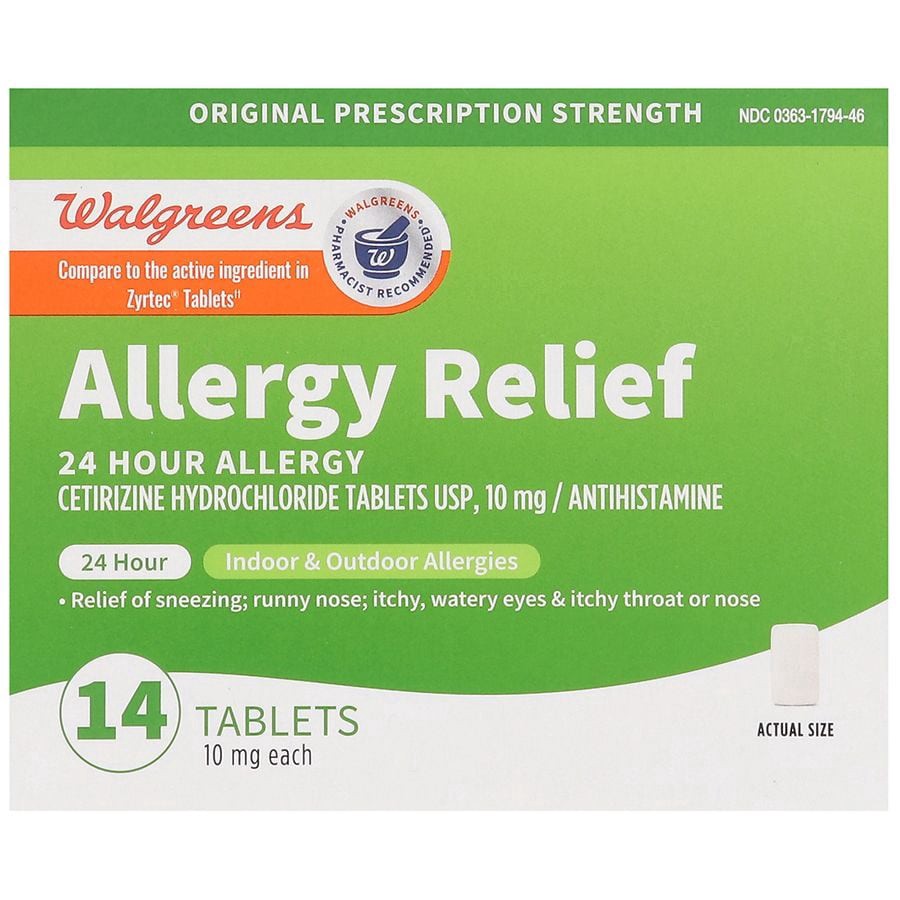 slide 1 of 3, Walgreens 24 Hour Allergy Relief Cetirizine Tablets, 30 ct