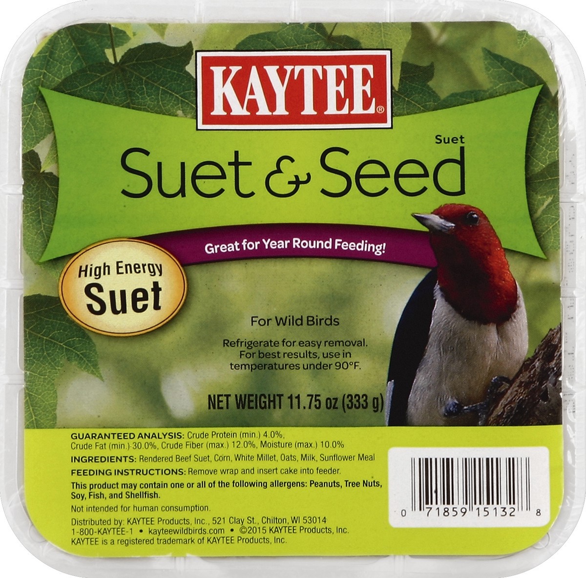 slide 4 of 4, Kaytee Wild Bird Kaytee Suet & Seed High Energy Suet 11.75 Ounces, 1 cnt