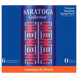 Saratoga Collection Anatomy of a Peach Flavored Sparkling Spring Water, 6 Pack 12 fl oz Cans