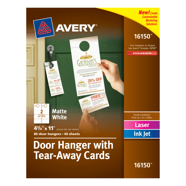 slide 1 of 10, Avery Door Hangers with Tear-Away Cards, 40 ct