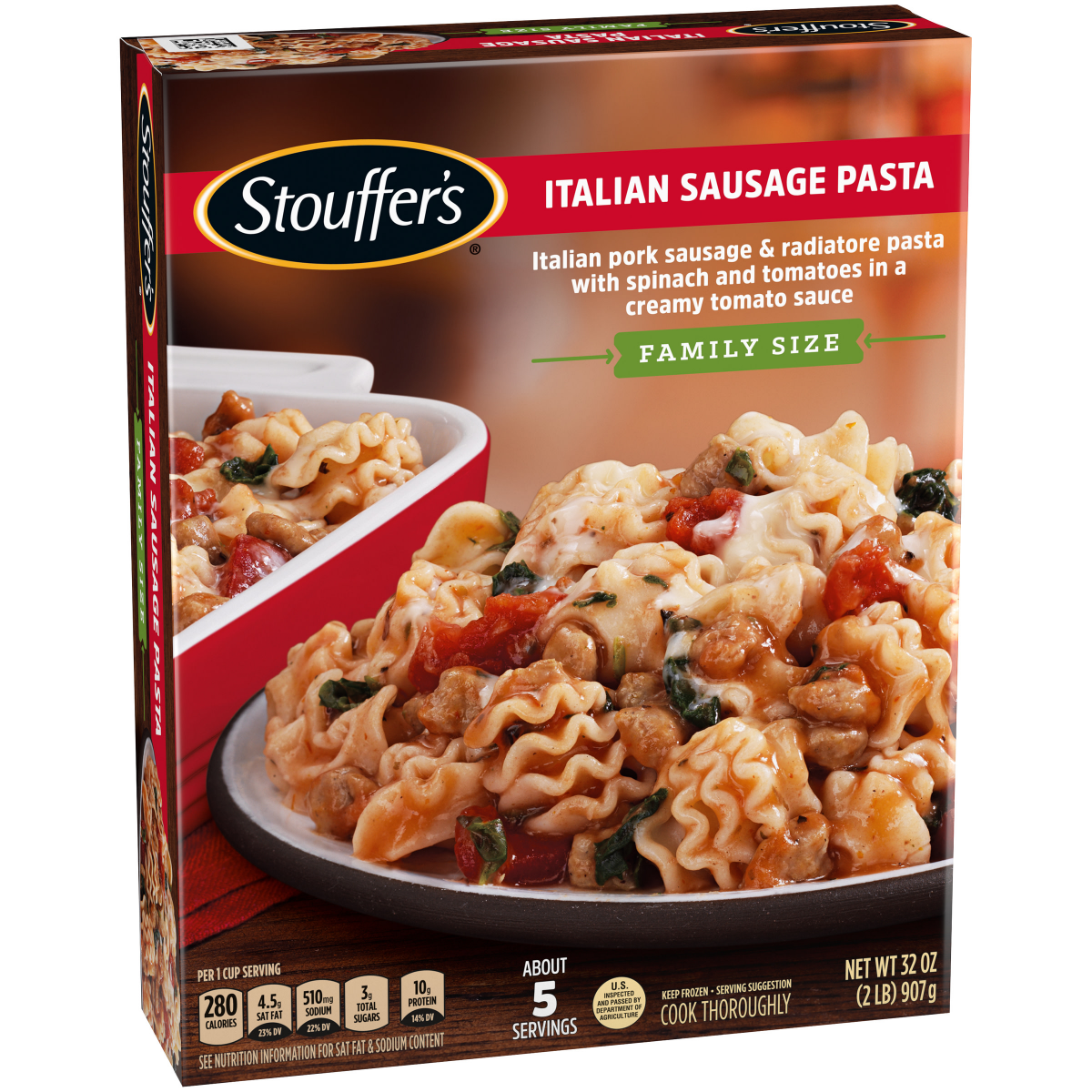 slide 24 of 29, STOUFFER'S Family Size Italian Sausage Pasta Frozen Entrée 32oz Box, 32 oz