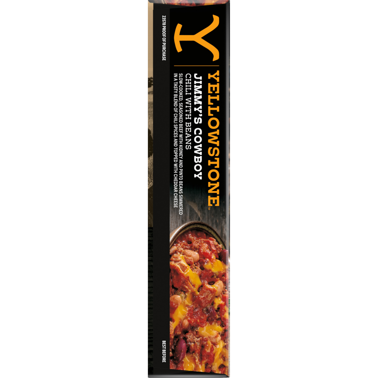 slide 4 of 8, YELLOWSTONE Jimmy’s Cowboy Chili with Beans, Slow-cooked Seasoned Beef, Topped with Cheddar Cheese, 12 oz, 12 oz