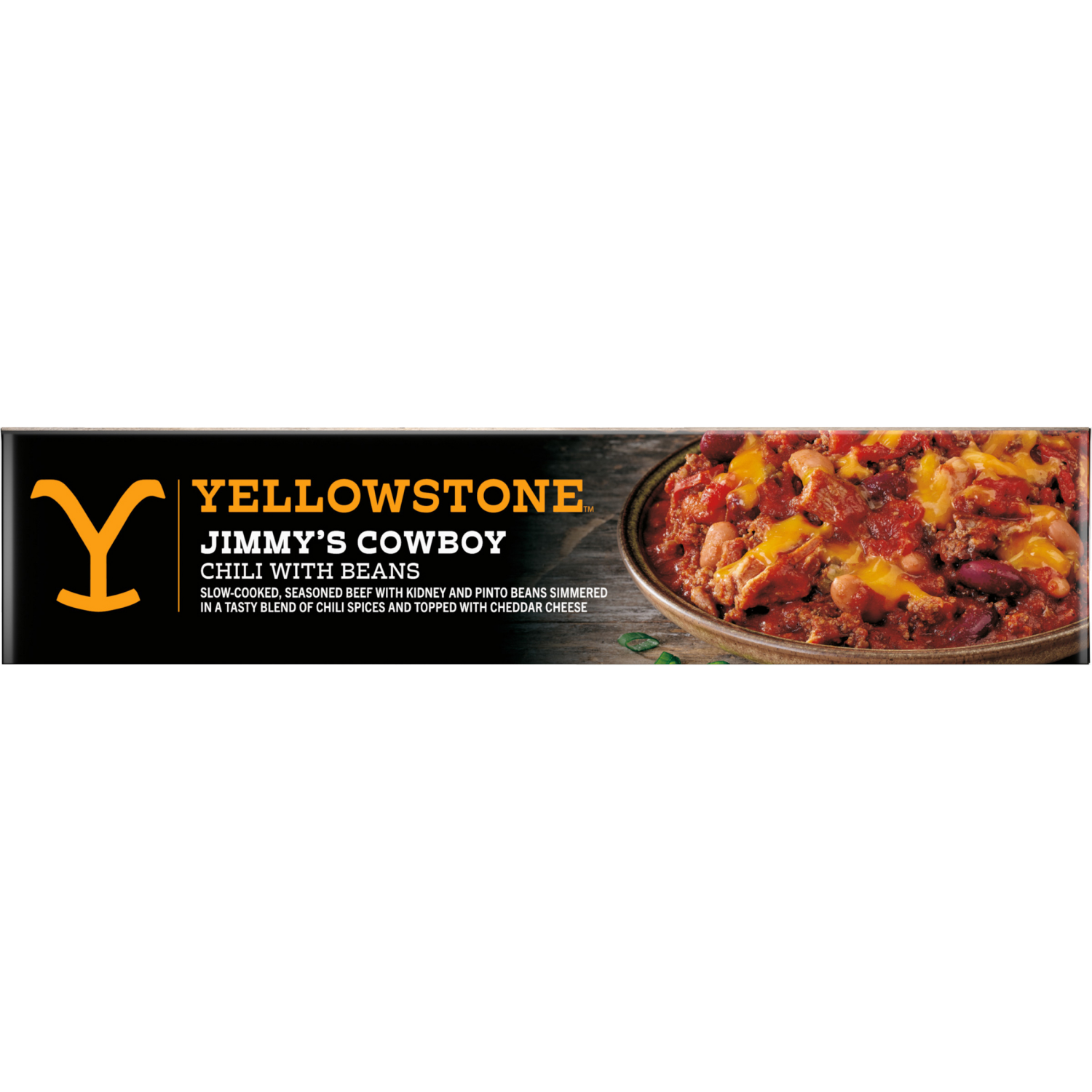 slide 3 of 8, YELLOWSTONE Jimmy’s Cowboy Chili with Beans, Slow-cooked Seasoned Beef, Topped with Cheddar Cheese, 12 oz, 12 oz