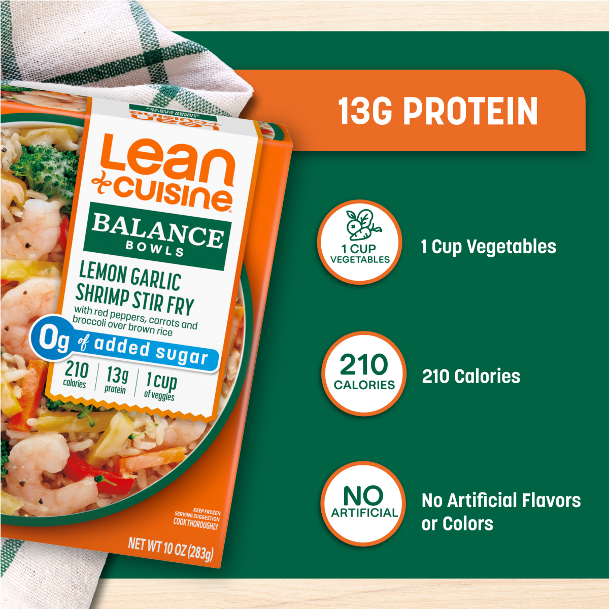 slide 19 of 25, Lean Cuisine Frozen Meal Lemon Garlic Shrimp Stir Fry, 10 oz