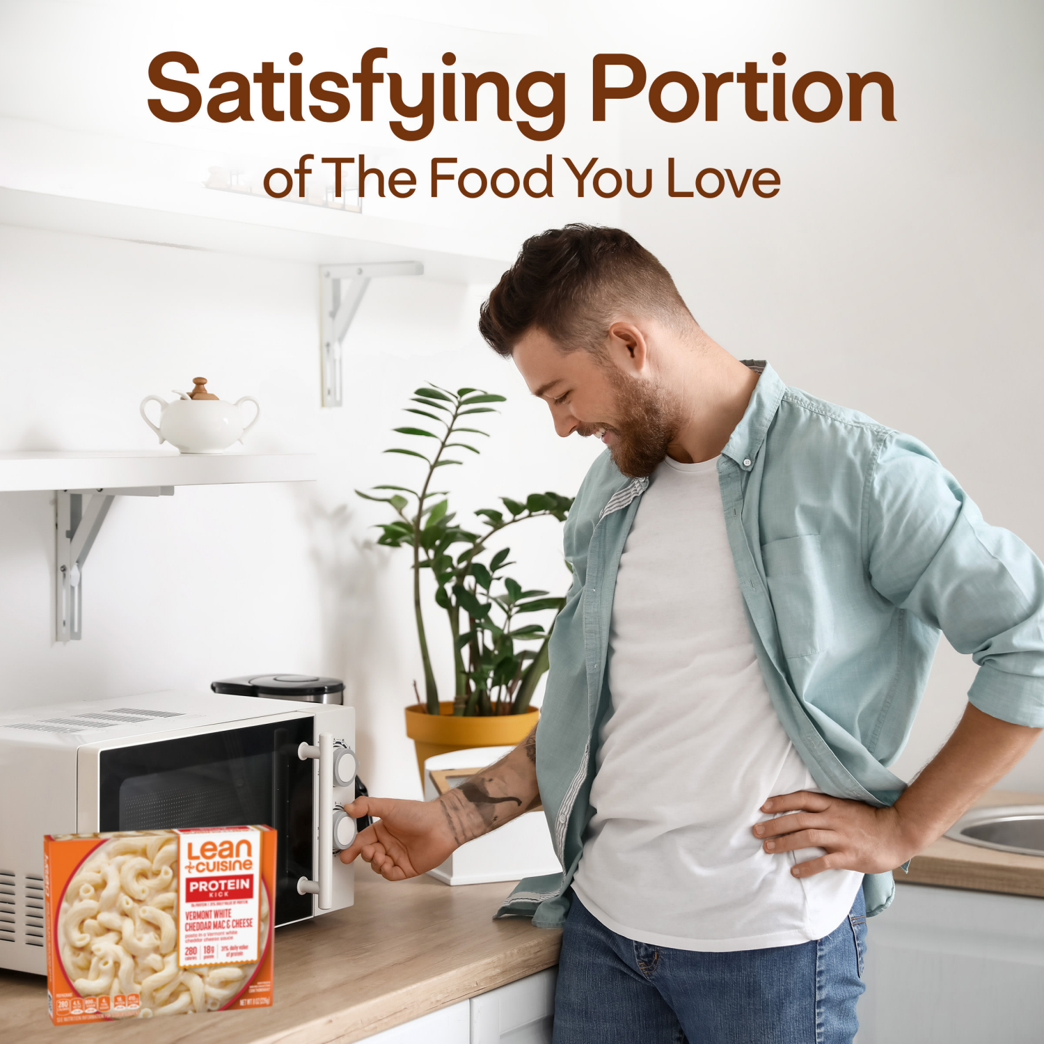 slide 4 of 8, Lean Cuisine Frozen Meal Vermont White Cheddar Mac and Cheese, Protein Kick Microwave Meal, Microwave Macaroni and Cheese Dinner, Frozen Dinner for One, 8 oz