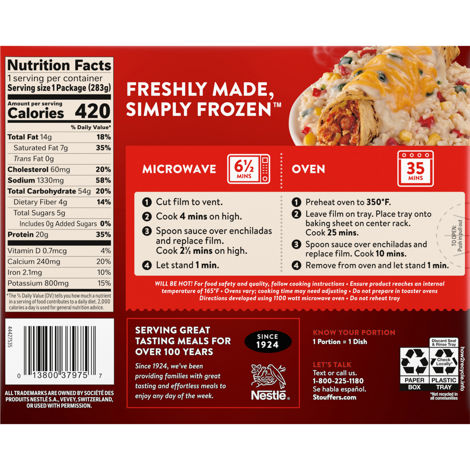 slide 2 of 8, Stouffer's Chicken Enchilada, 10 oz