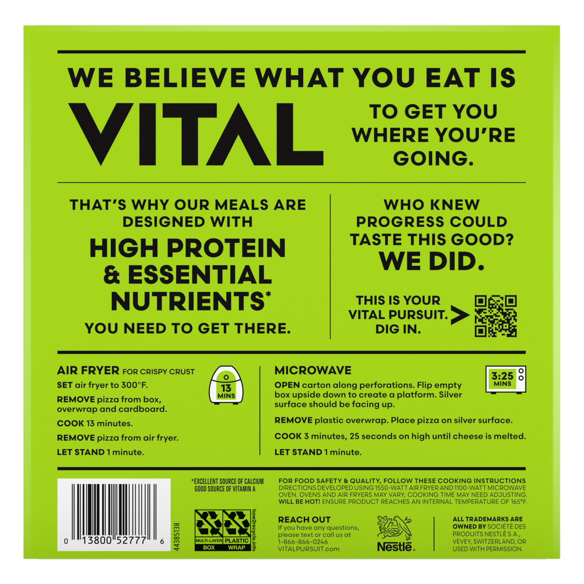 slide 7 of 7, Vital Pursuit Cauliflower Crust Three Cheese Pizza, High Protein, GLP-1 Friendly, Gluten Free, Frozen Meal, 6.2 oz