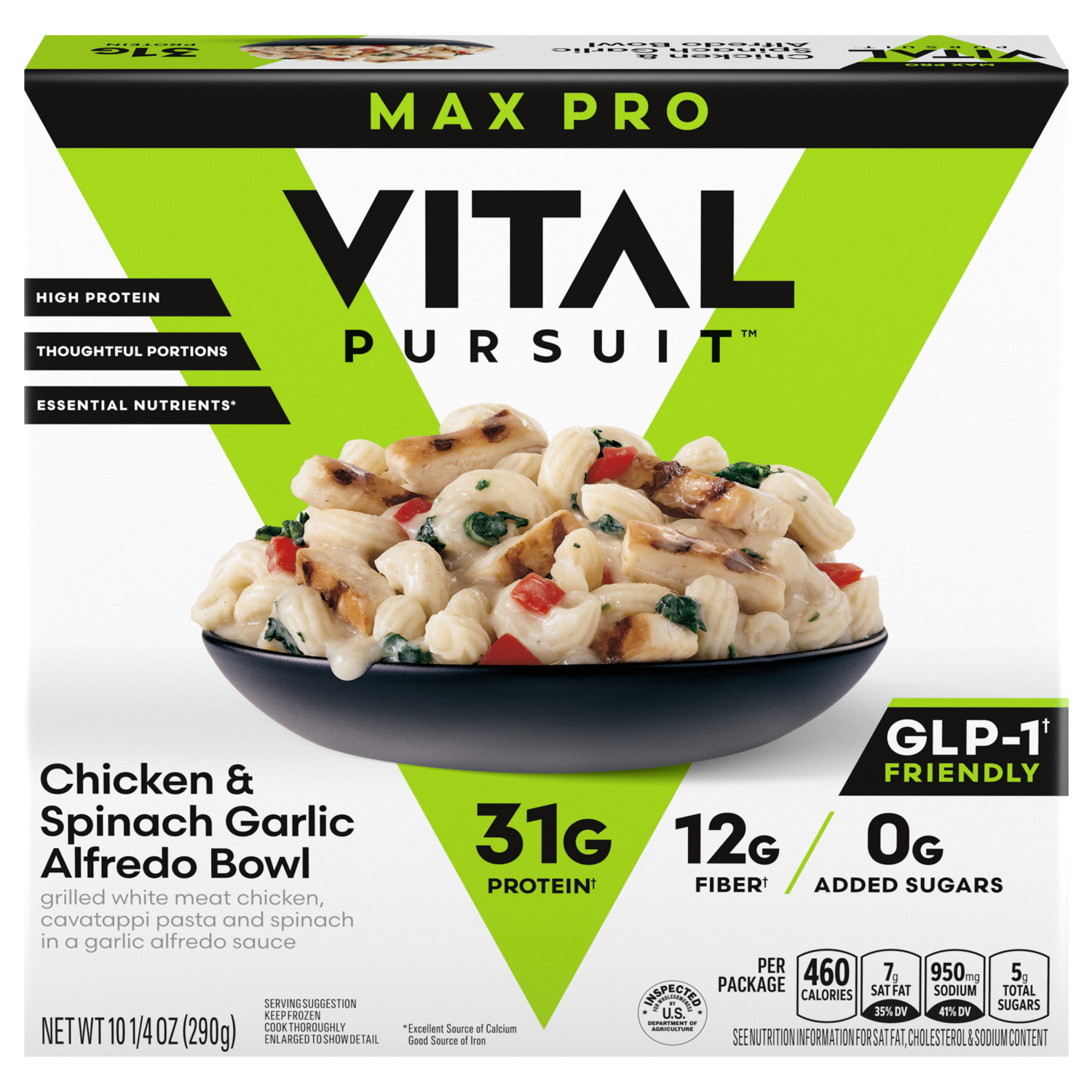 slide 1 of 8, Vital Pursuit Chicken & Spinach Garlic Alfredo Bowl 10.25 oz, 10.25 oz