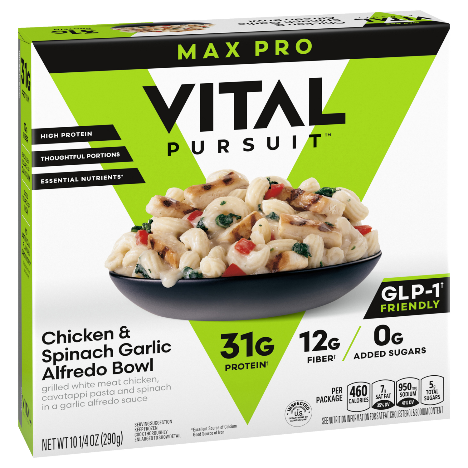 slide 6 of 8, Vital Pursuit Chicken & Spinach Garlic Alfredo Bowl 10.25 oz, 10.25 oz