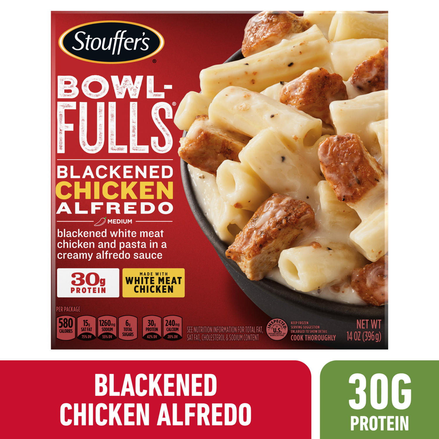 slide 1 of 5, STOUFFER'S Bowl-Fulls Blackened Chicken Alfredo Bowl 14 oz., 14 oz