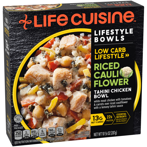 slide 23 of 29, Life Cuisine Riced Cauliflower Tahini Chicken Bowl Frozen Meal, 10.12 oz