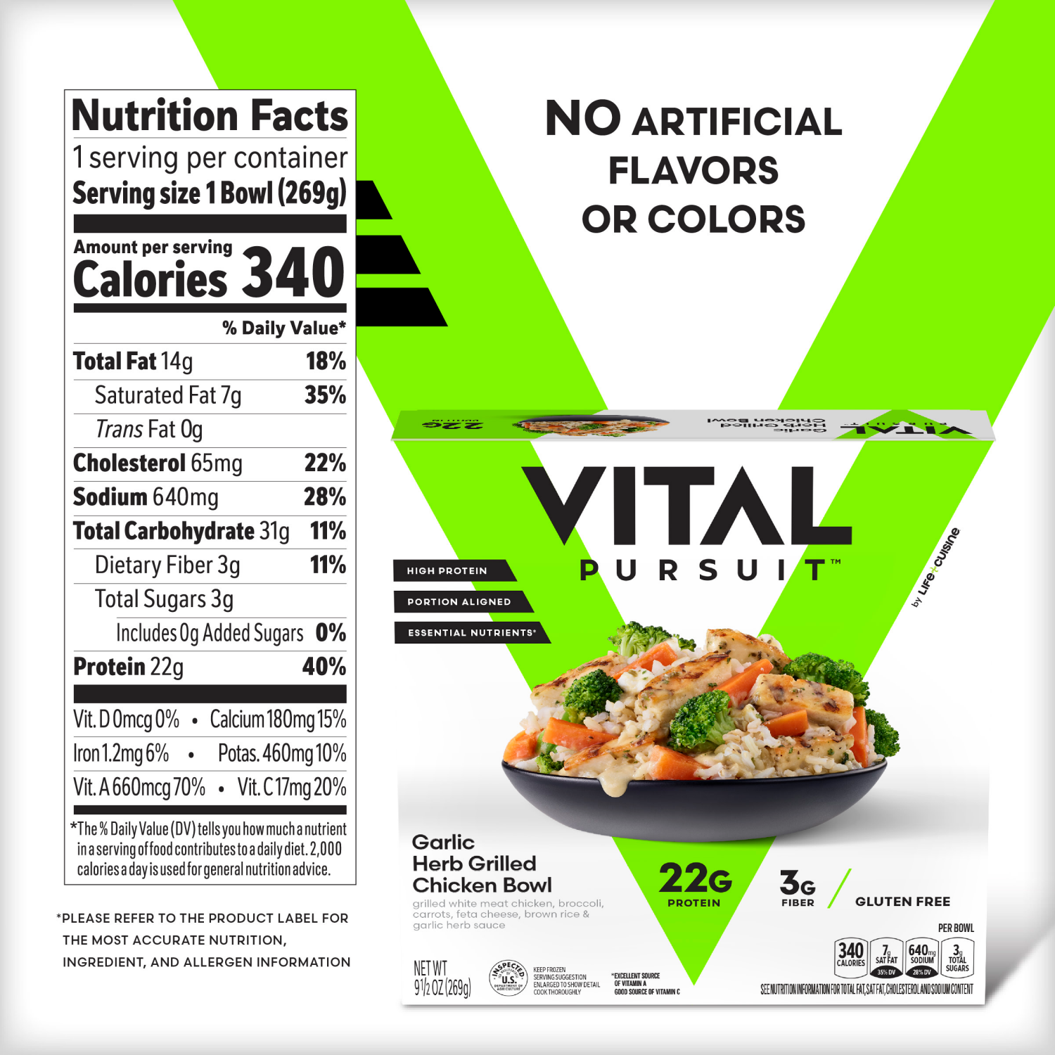 slide 8 of 8, Vital Pursuit Life Cuisine Garlic Herb Grilled Chicken, 9.5oz Protein Bowl 9.5 oz., 9.5 oz