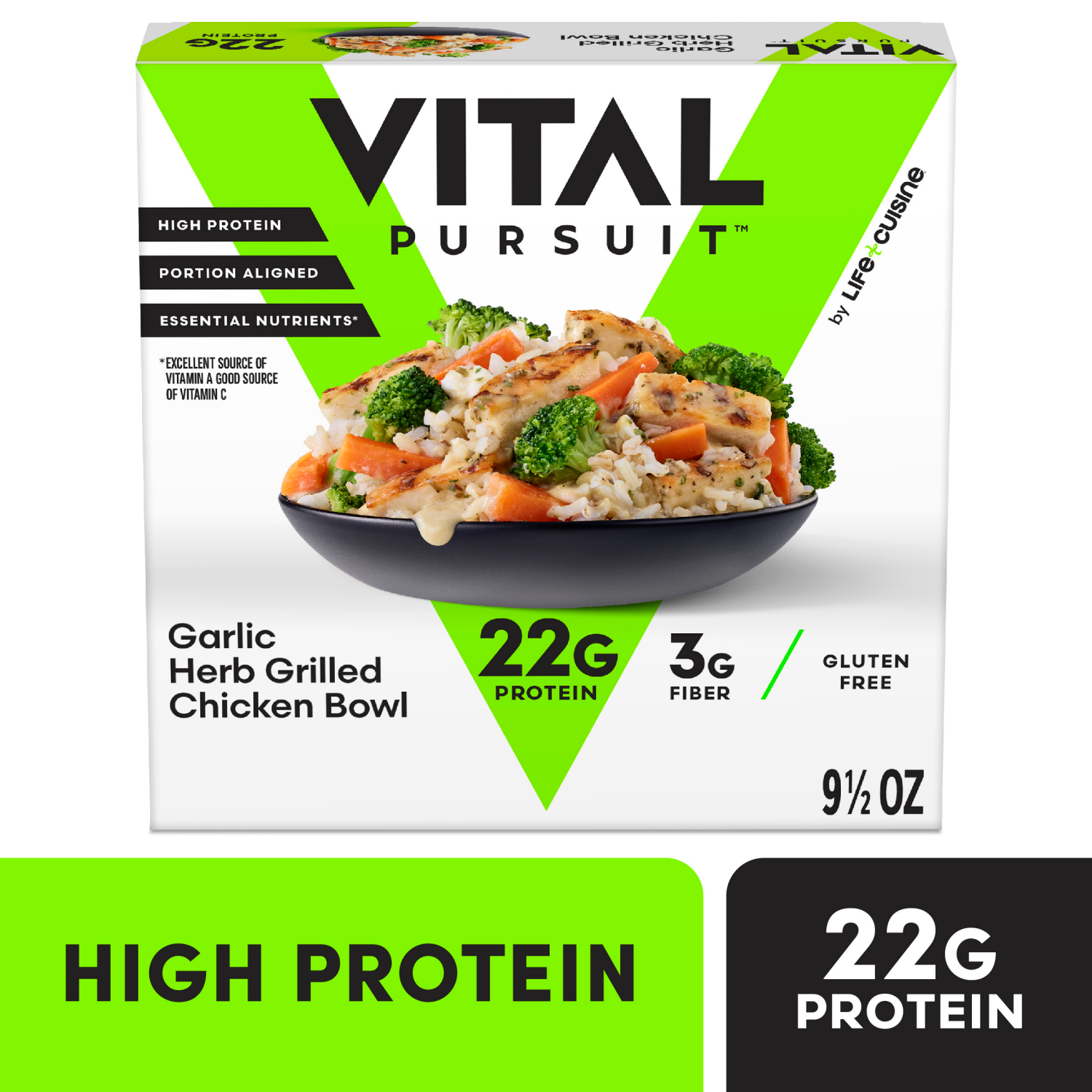 slide 1 of 8, Vital Pursuit Life Cuisine Garlic Herb Grilled Chicken, 9.5oz Protein Bowl 9.5 oz., 9.5 oz
