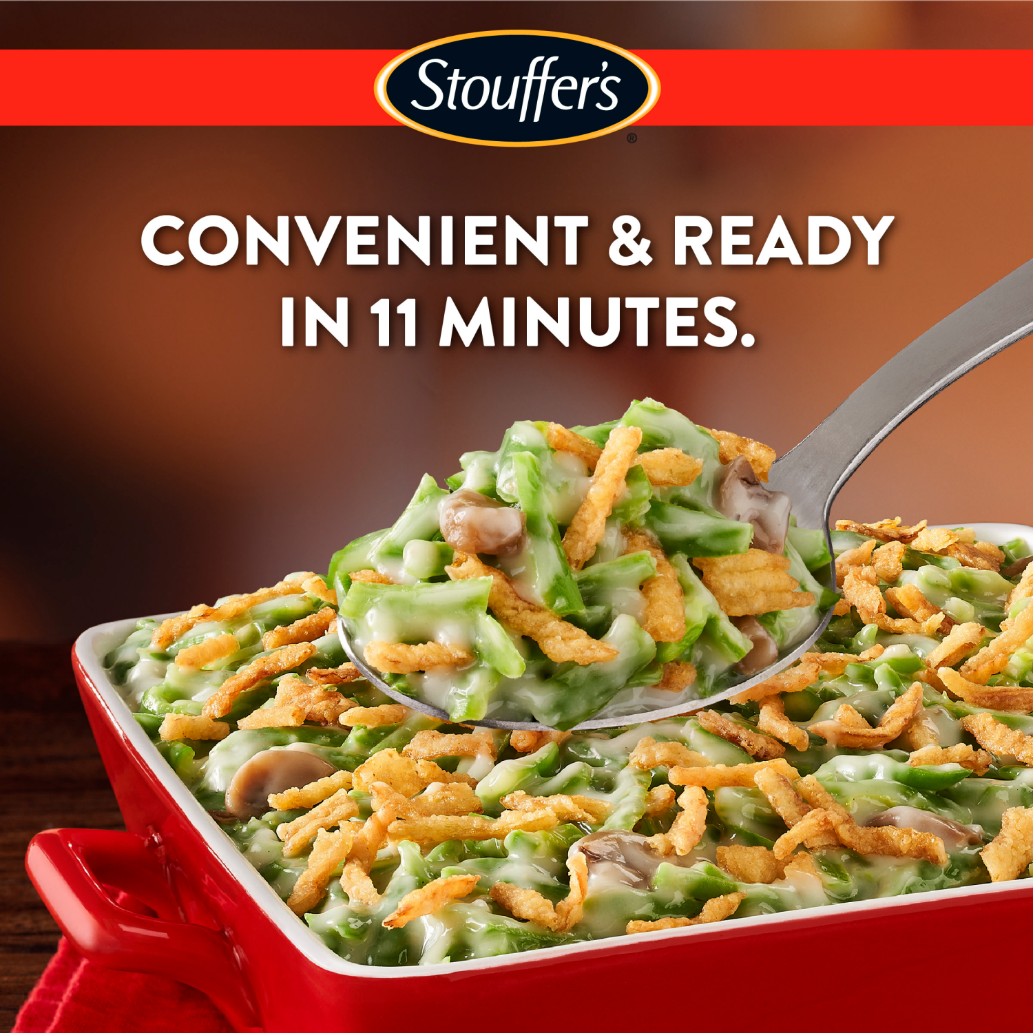 slide 4 of 8, Stouffer's Stouffer’s Signature Sides Green Bean Casserole, 18oz Family Size Serving, 18 oz