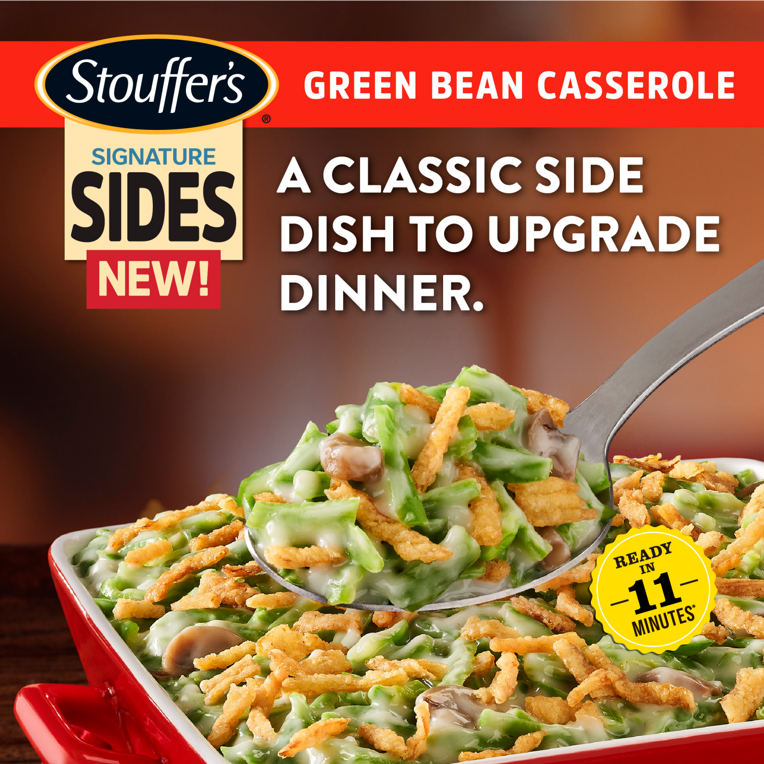 slide 7 of 8, Stouffer's Stouffer’s Signature Sides Green Bean Casserole, 18oz Family Size Serving, 18 oz