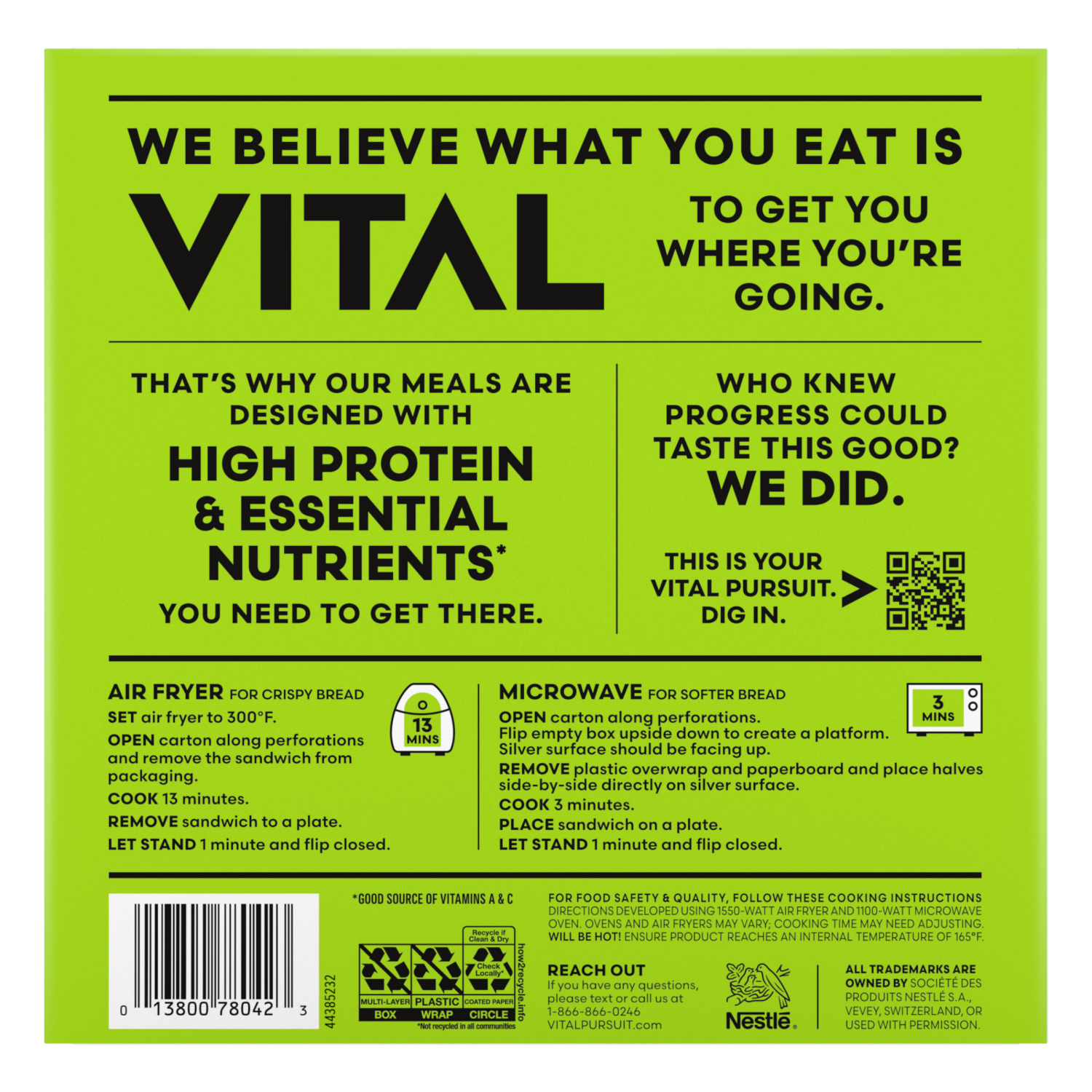 slide 3 of 8, Vital Pursuit Southwest Style Chicken Fajita Sandwich Melt, High Protein GLP-1 Frozen Meal, 6.7 oz