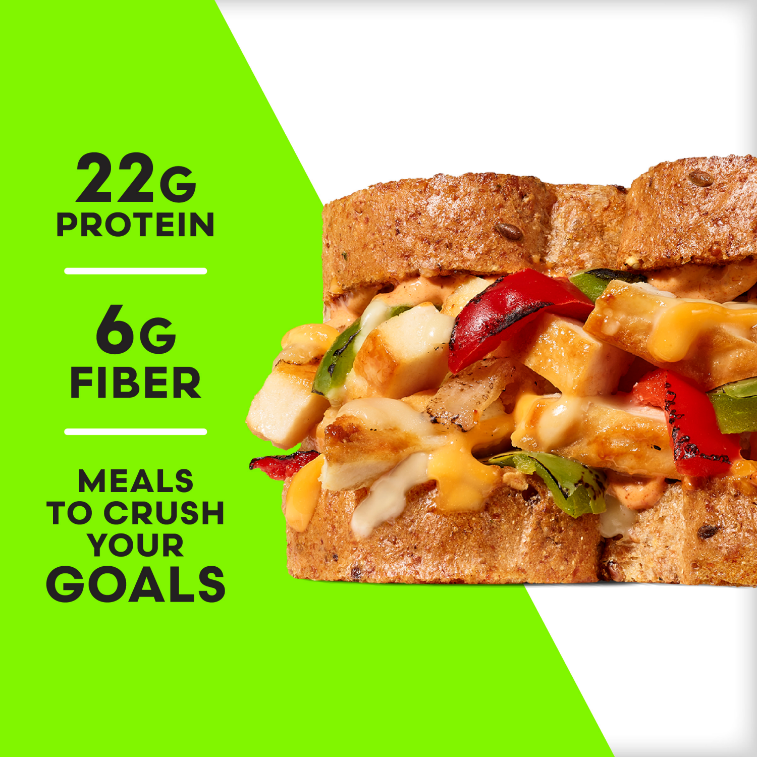 slide 4 of 8, Vital Pursuit Southwest Style Chicken Fajita Sandwich Melt, High Protein GLP-1 Frozen Meal, 6.7 oz
