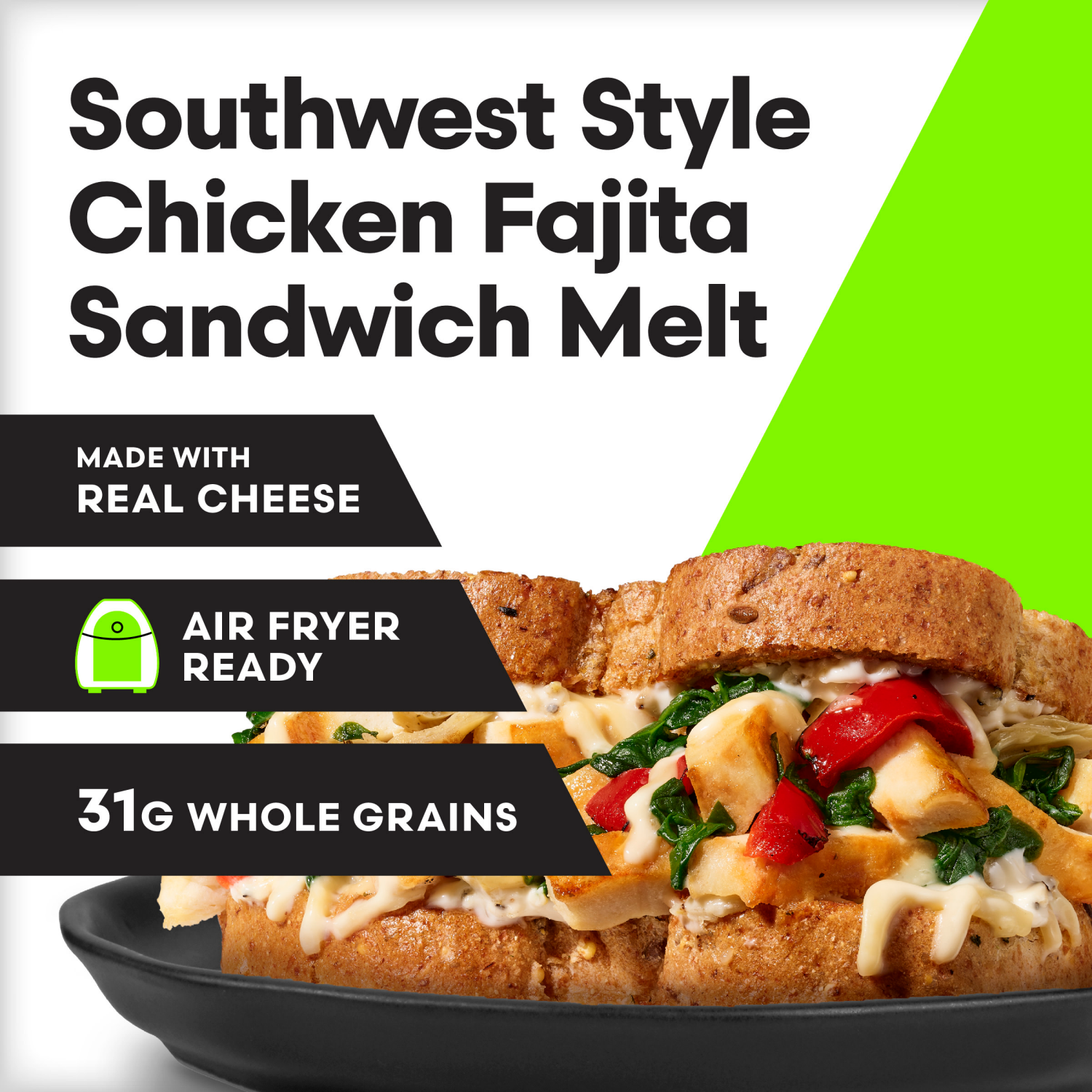 slide 6 of 8, Vital Pursuit Southwest Style Chicken Fajita Sandwich Melt, High Protein GLP-1 Frozen Meal, 6.7 oz
