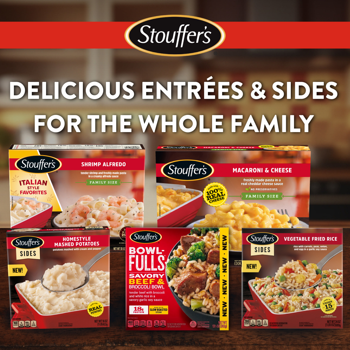 slide 4 of 8, Stouffer's Family Size Shrimp Alfredo Frozen Meal, 30 oz