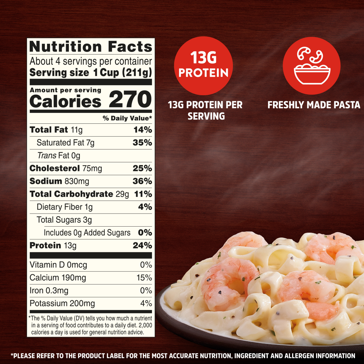 slide 8 of 8, Stouffer's Family Size Shrimp Alfredo Frozen Meal, 30 oz