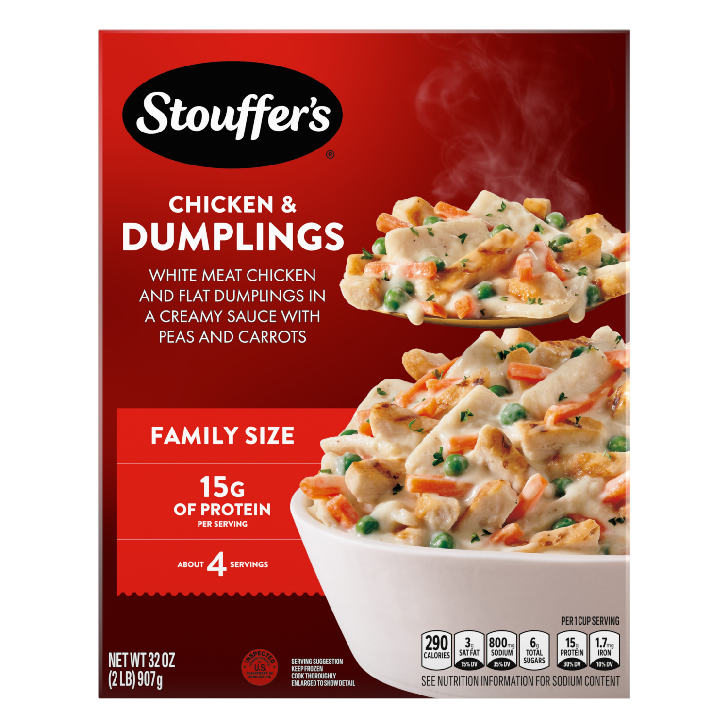 slide 3 of 8, Stouffer's - Family Size Chicken & Dumplings - New flag removal Westrock, Claremont 32 OZ (2 LB) 907g Thr3d files, 32 oz