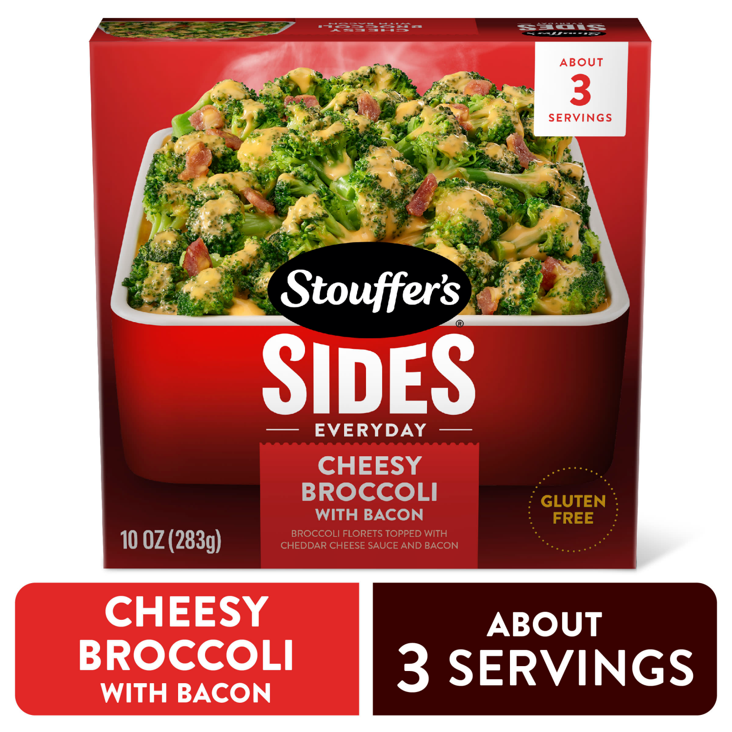 slide 1 of 8, Stouffer's Stouffer’s Signature Sides Cheesy Broccoli with Bacon, Frozen Broccoli, Frozen Vegetables, Frozen Side Dishes, 10 oz