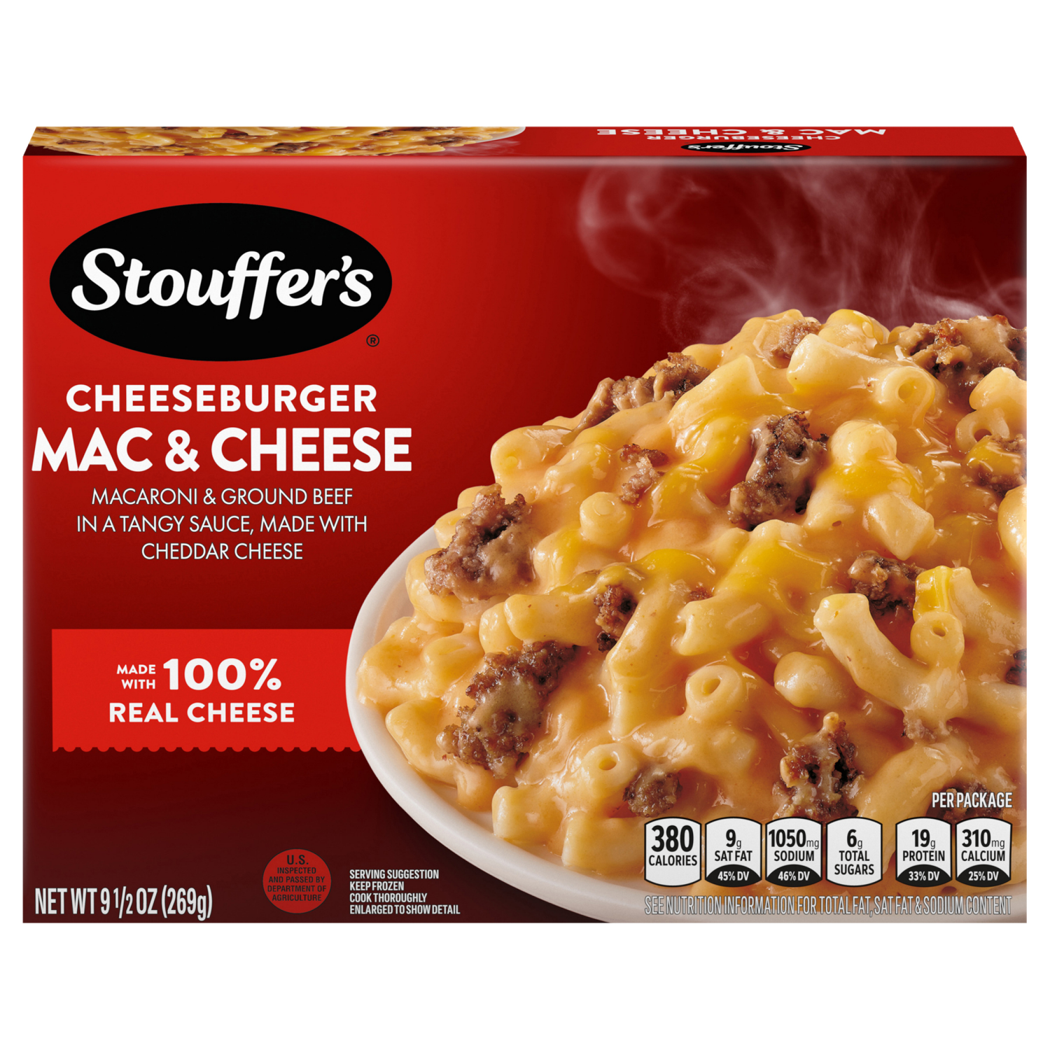 slide 1 of 8, STOUFFER'S Frozen Meal Cheeseburger Macaroni Cheese 9.5oz Box, 9.5 oz