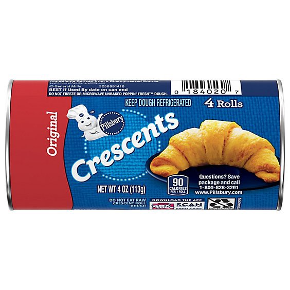 slide 1 of 1, Pillsbury Crescent Dinner Rolls Original 4 Count - 4 Oz, 4 oz