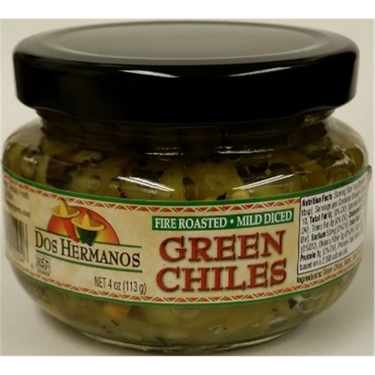 slide 1 of 1, Dos Hermanos Fire Roasted Diced Green Chilies Mild, 4 oz