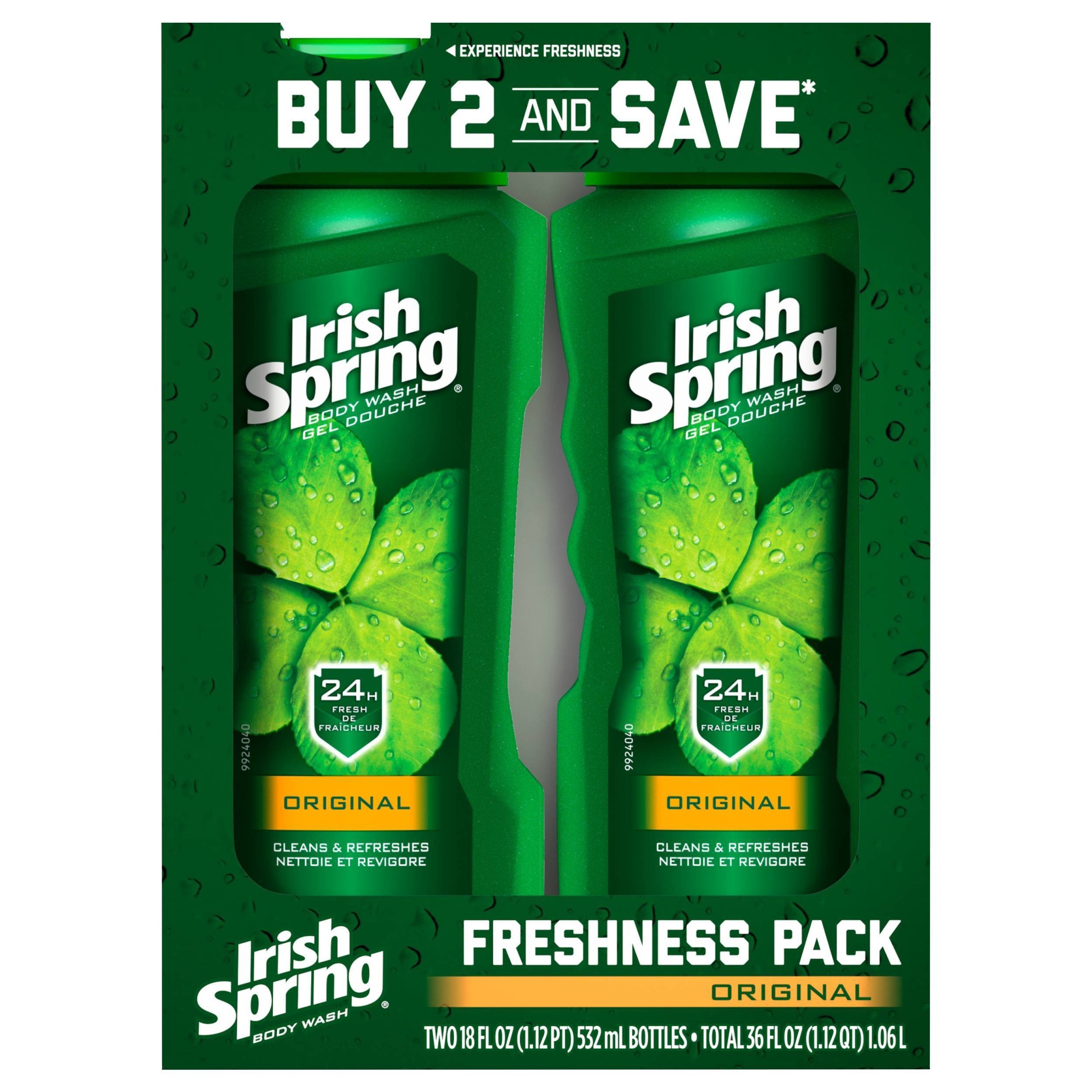 slide 1 of 3, Irish Spring Original Body Wash For Men, 2 ct; 18 oz